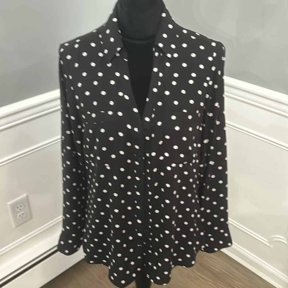 Express Portofino Polka Dot Button Down Size M